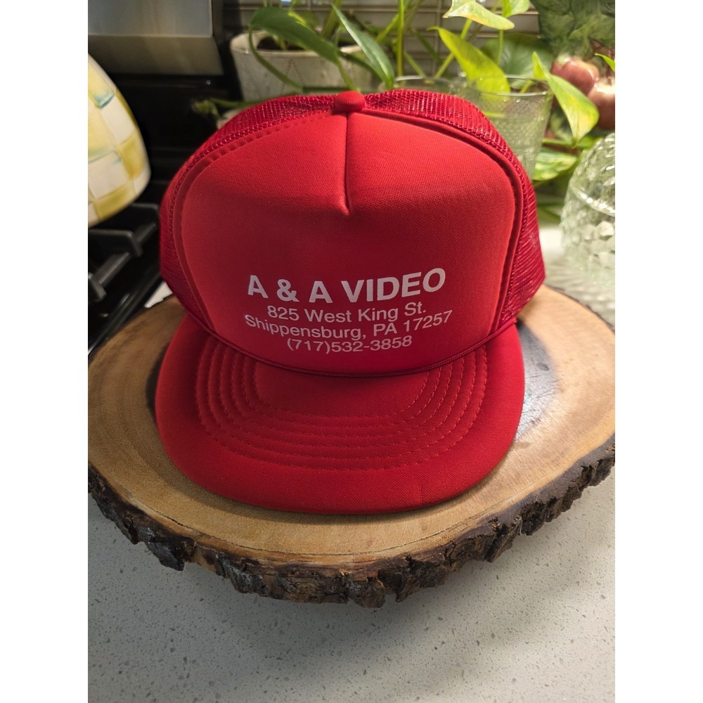 VTG Red Adjustable Snapback Trucker Cap Wide Brim New Dead Stock